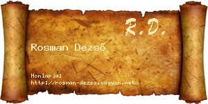 Rosman Dezső névjegykártya